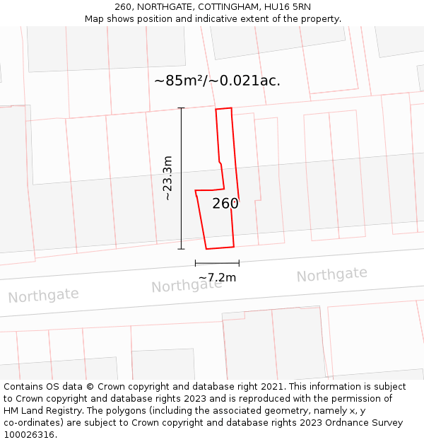 260, NORTHGATE, COTTINGHAM, HU16 5RN: Plot and title map