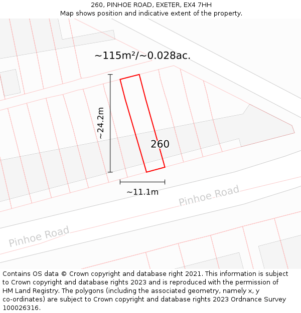 260, PINHOE ROAD, EXETER, EX4 7HH: Plot and title map