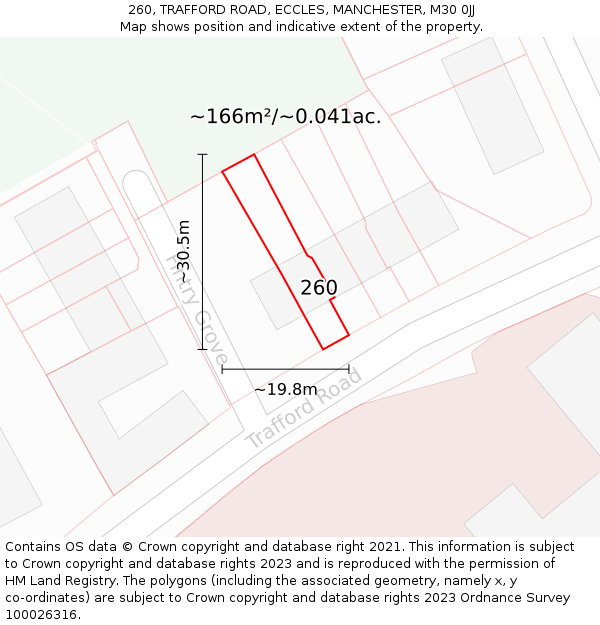260, TRAFFORD ROAD, ECCLES, MANCHESTER, M30 0JJ: Plot and title map