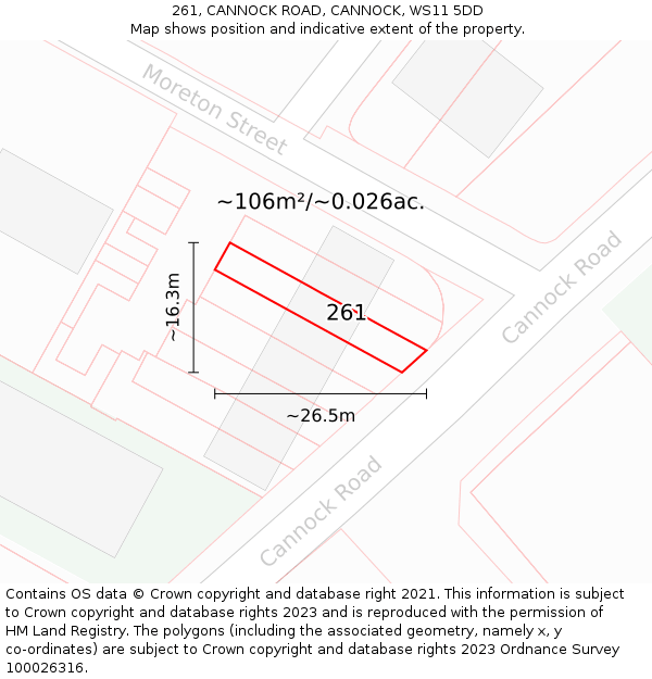 261, CANNOCK ROAD, CANNOCK, WS11 5DD: Plot and title map