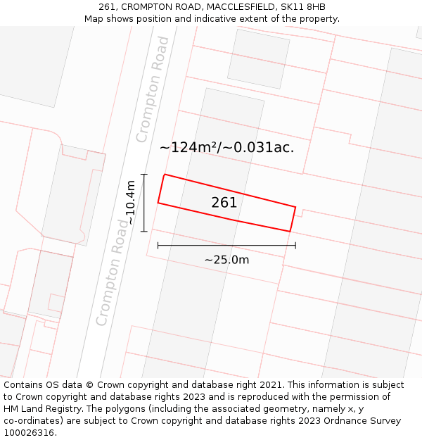 261, CROMPTON ROAD, MACCLESFIELD, SK11 8HB: Plot and title map
