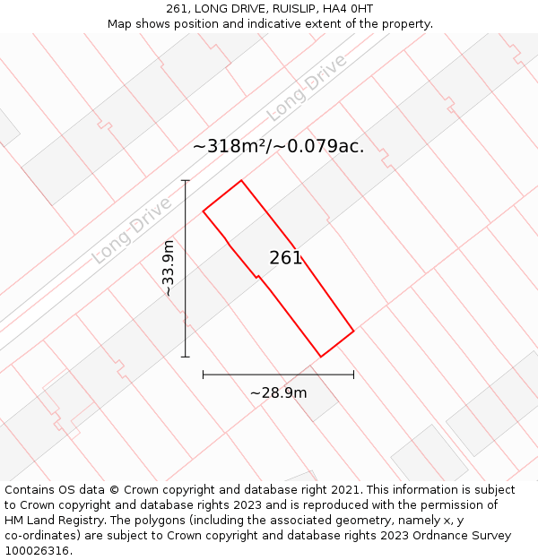 261, LONG DRIVE, RUISLIP, HA4 0HT: Plot and title map