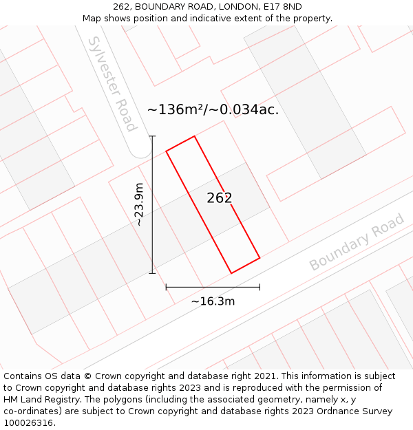 262, BOUNDARY ROAD, LONDON, E17 8ND: Plot and title map