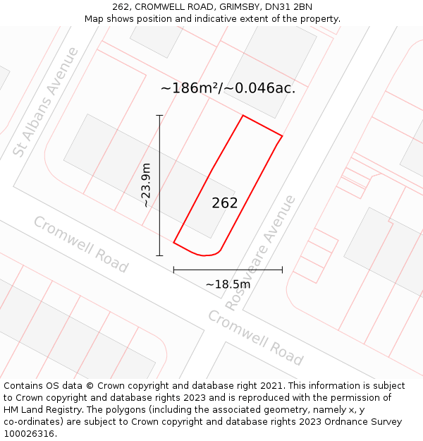262, CROMWELL ROAD, GRIMSBY, DN31 2BN: Plot and title map