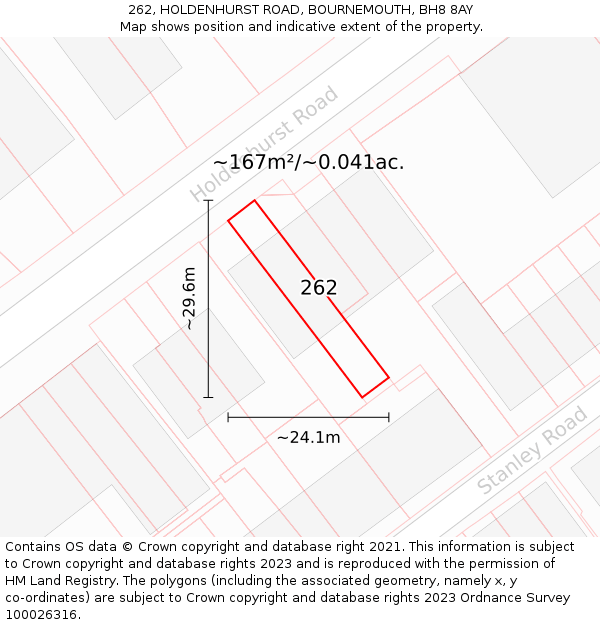 262, HOLDENHURST ROAD, BOURNEMOUTH, BH8 8AY: Plot and title map