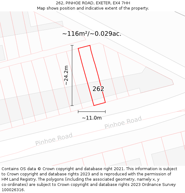 262, PINHOE ROAD, EXETER, EX4 7HH: Plot and title map