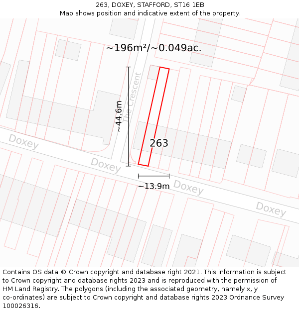 263, DOXEY, STAFFORD, ST16 1EB: Plot and title map