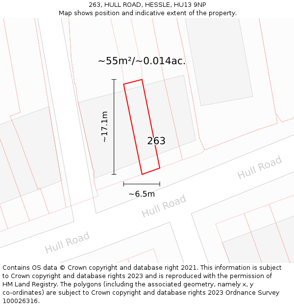 263, HULL ROAD, HESSLE, HU13 9NP: Plot and title map
