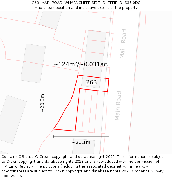 263, MAIN ROAD, WHARNCLIFFE SIDE, SHEFFIELD, S35 0DQ: Plot and title map