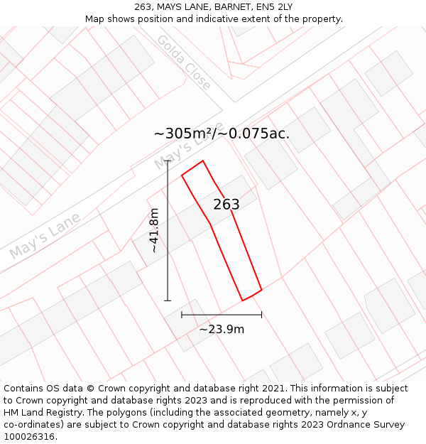 263, MAYS LANE, BARNET, EN5 2LY: Plot and title map