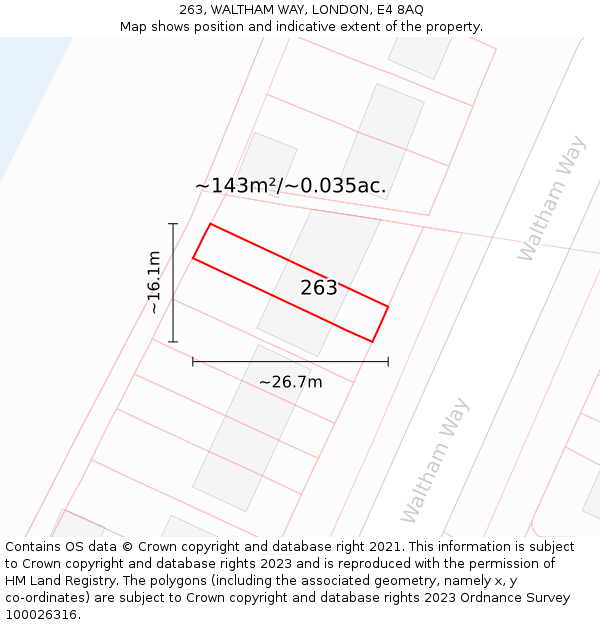 263, WALTHAM WAY, LONDON, E4 8AQ: Plot and title map