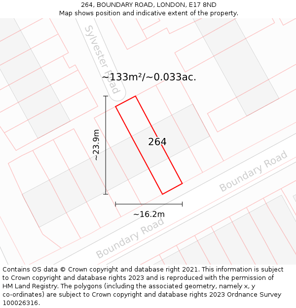 264, BOUNDARY ROAD, LONDON, E17 8ND: Plot and title map
