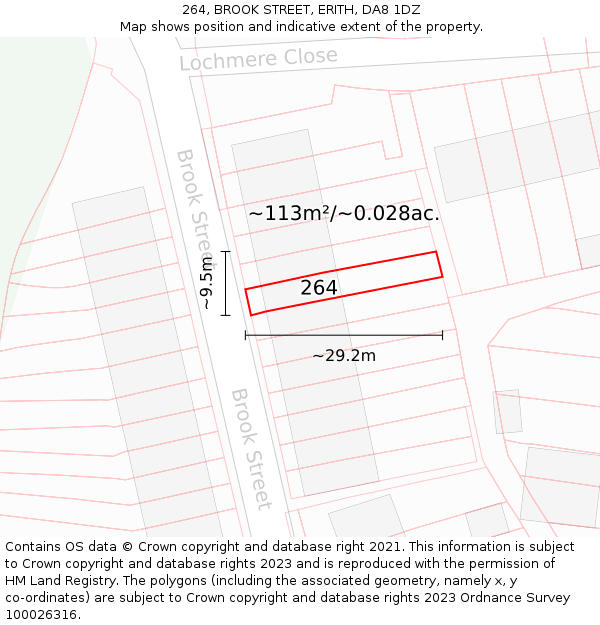 264, BROOK STREET, ERITH, DA8 1DZ: Plot and title map