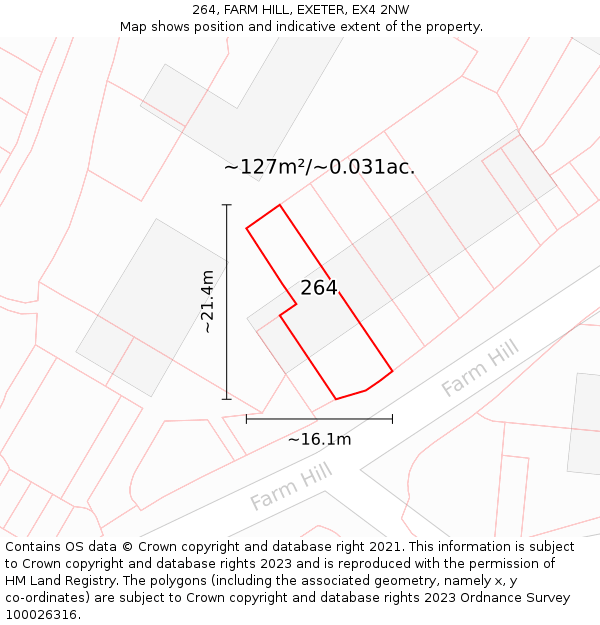 264, FARM HILL, EXETER, EX4 2NW: Plot and title map