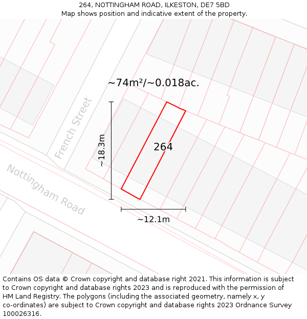 264, NOTTINGHAM ROAD, ILKESTON, DE7 5BD: Plot and title map