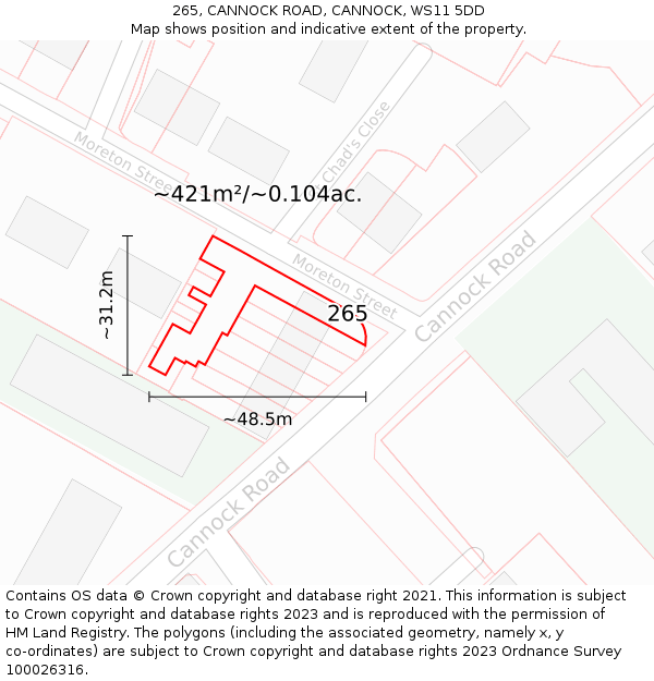 265, CANNOCK ROAD, CANNOCK, WS11 5DD: Plot and title map