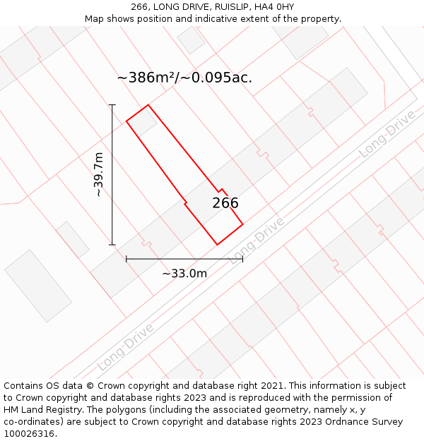 266, LONG DRIVE, RUISLIP, HA4 0HY: Plot and title map
