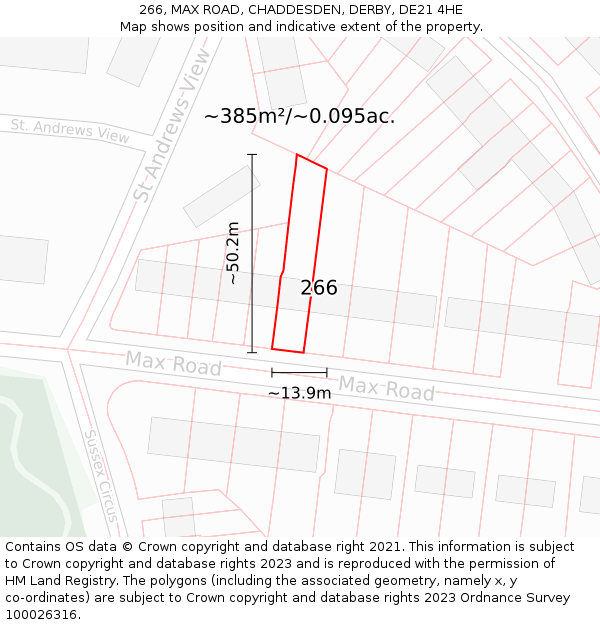 266, MAX ROAD, CHADDESDEN, DERBY, DE21 4HE: Plot and title map
