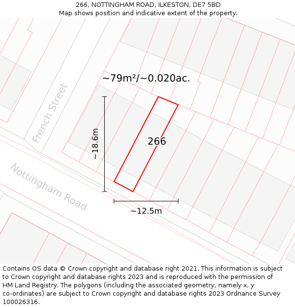 266, NOTTINGHAM ROAD, ILKESTON, DE7 5BD: Plot and title map