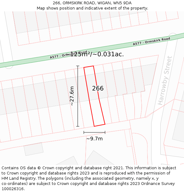 266, ORMSKIRK ROAD, WIGAN, WN5 9DA: Plot and title map