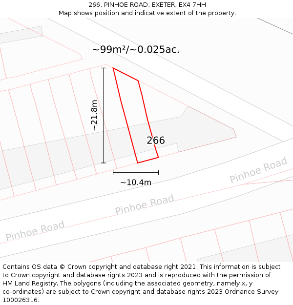 266, PINHOE ROAD, EXETER, EX4 7HH: Plot and title map