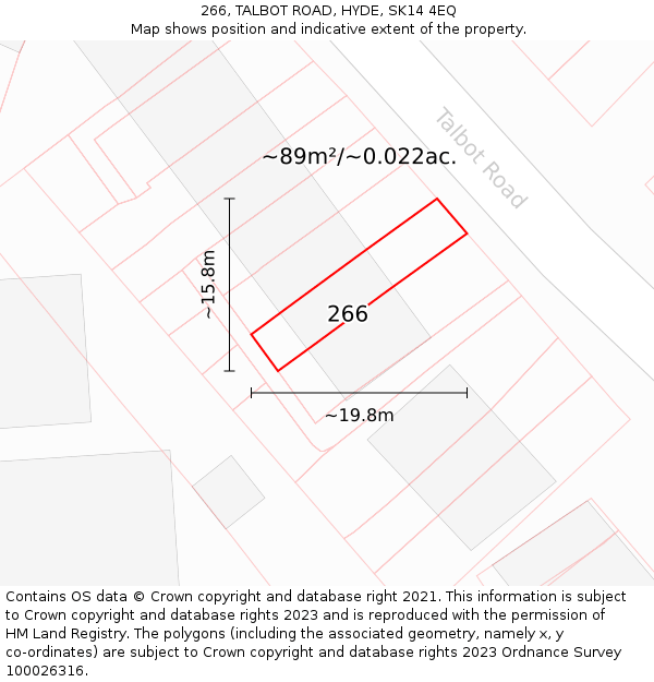 266, TALBOT ROAD, HYDE, SK14 4EQ: Plot and title map