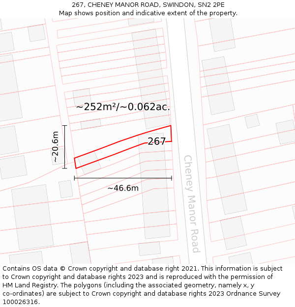 267, CHENEY MANOR ROAD, SWINDON, SN2 2PE: Plot and title map