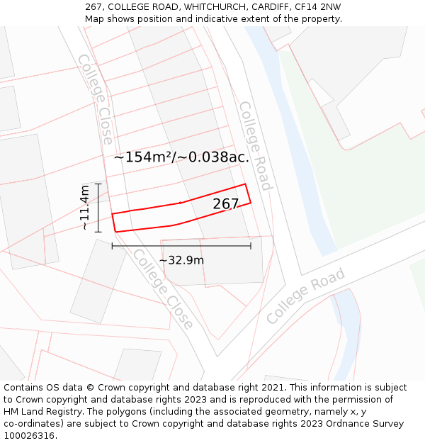 267, COLLEGE ROAD, WHITCHURCH, CARDIFF, CF14 2NW: Plot and title map