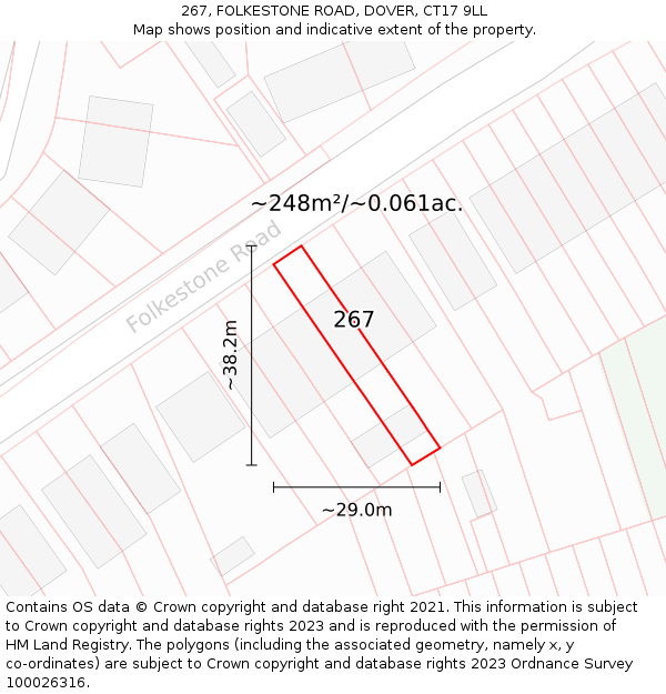 267, FOLKESTONE ROAD, DOVER, CT17 9LL: Plot and title map