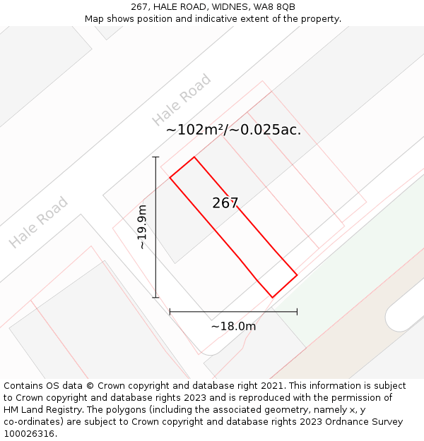 267, HALE ROAD, WIDNES, WA8 8QB: Plot and title map