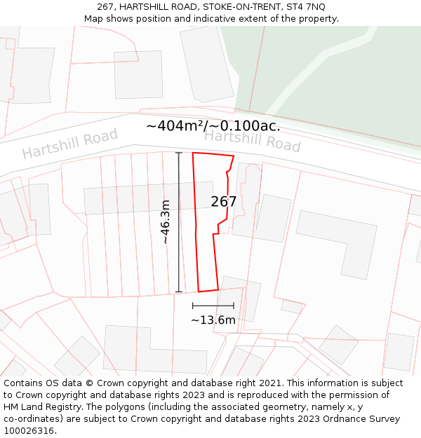 267, HARTSHILL ROAD, STOKE-ON-TRENT, ST4 7NQ: Plot and title map