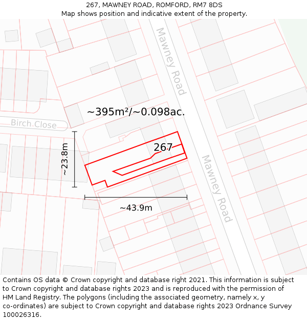 267, MAWNEY ROAD, ROMFORD, RM7 8DS: Plot and title map