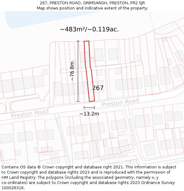 267, PRESTON ROAD, GRIMSARGH, PRESTON, PR2 5JR: Plot and title map