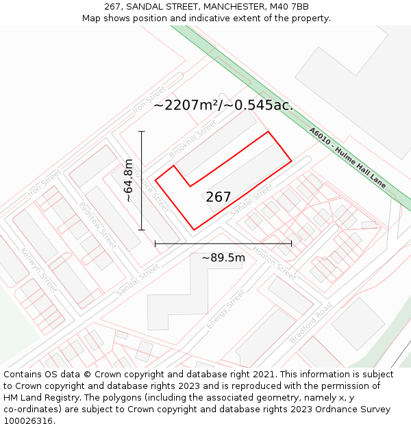 267, SANDAL STREET, MANCHESTER, M40 7BB: Plot and title map