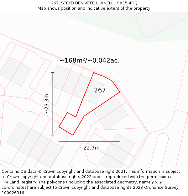 267, STRYD BENNETT, LLANELLI, SA15 4DQ: Plot and title map