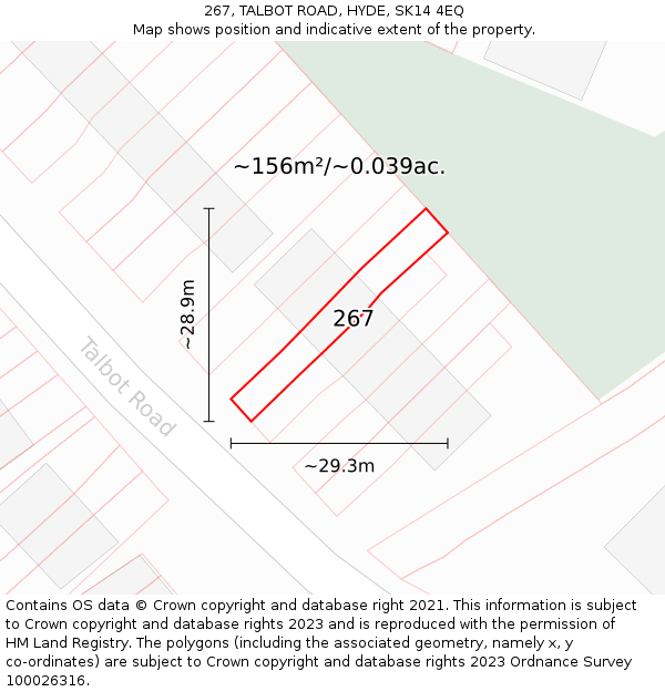 267, TALBOT ROAD, HYDE, SK14 4EQ: Plot and title map