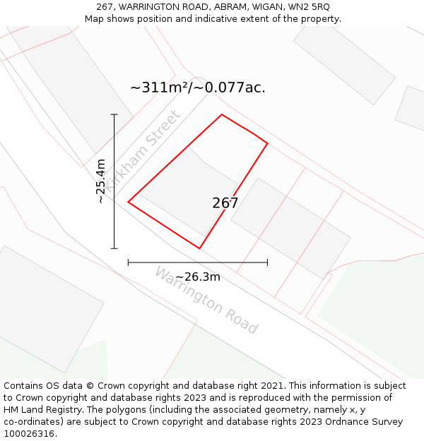 267, WARRINGTON ROAD, ABRAM, WIGAN, WN2 5RQ: Plot and title map