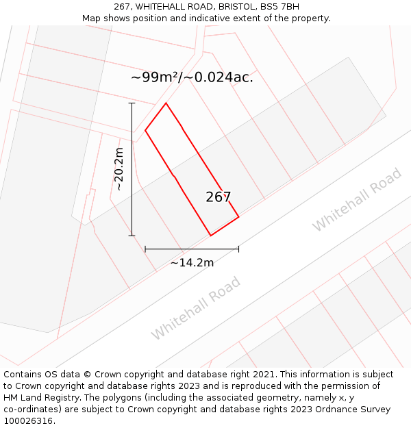 267, WHITEHALL ROAD, BRISTOL, BS5 7BH: Plot and title map