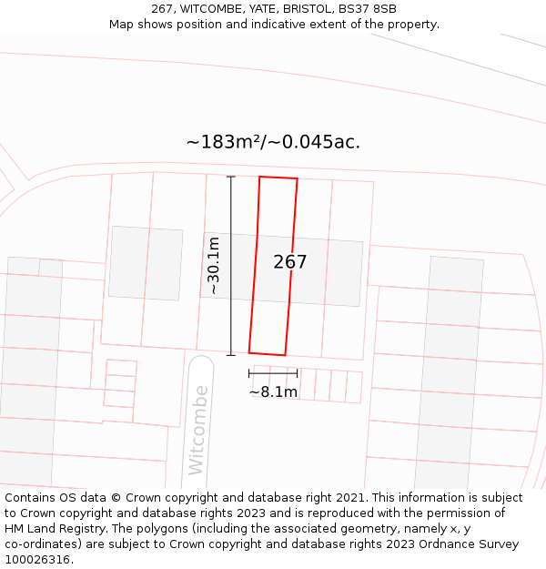 267, WITCOMBE, YATE, BRISTOL, BS37 8SB: Plot and title map
