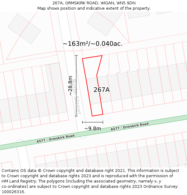 267A, ORMSKIRK ROAD, WIGAN, WN5 9DN: Plot and title map