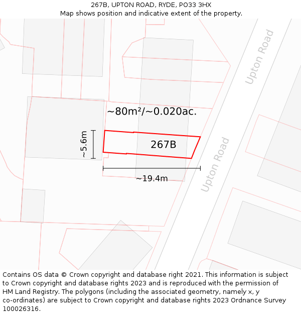 267B, UPTON ROAD, RYDE, PO33 3HX: Plot and title map