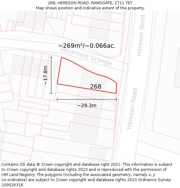 268, HERESON ROAD, RAMSGATE, CT11 7ET: Plot and title map