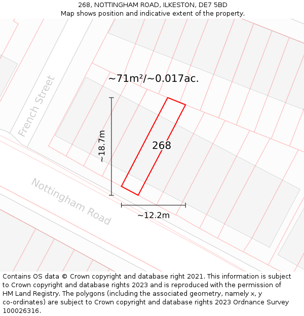 268, NOTTINGHAM ROAD, ILKESTON, DE7 5BD: Plot and title map