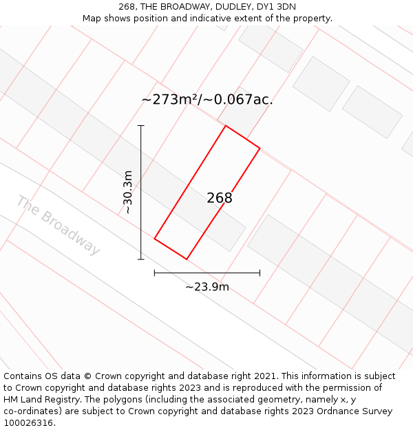 268, THE BROADWAY, DUDLEY, DY1 3DN: Plot and title map