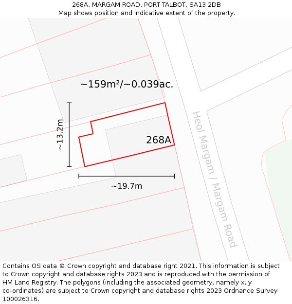 268A, MARGAM ROAD, PORT TALBOT, SA13 2DB: Plot and title map