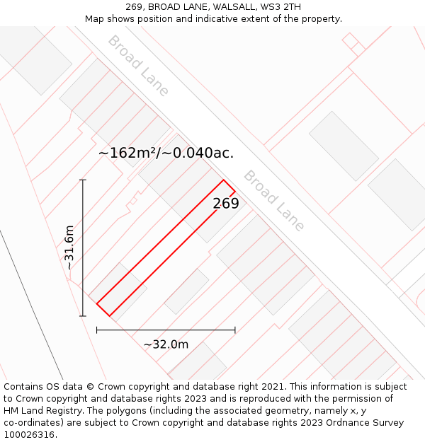 269, BROAD LANE, WALSALL, WS3 2TH: Plot and title map