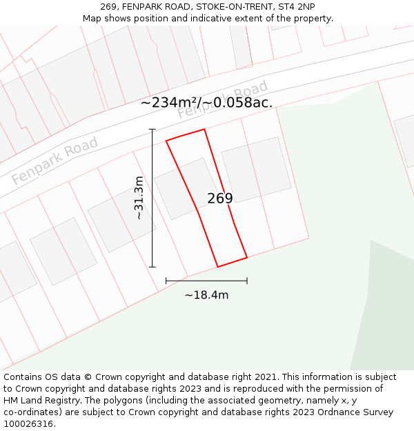 269, FENPARK ROAD, STOKE-ON-TRENT, ST4 2NP: Plot and title map
