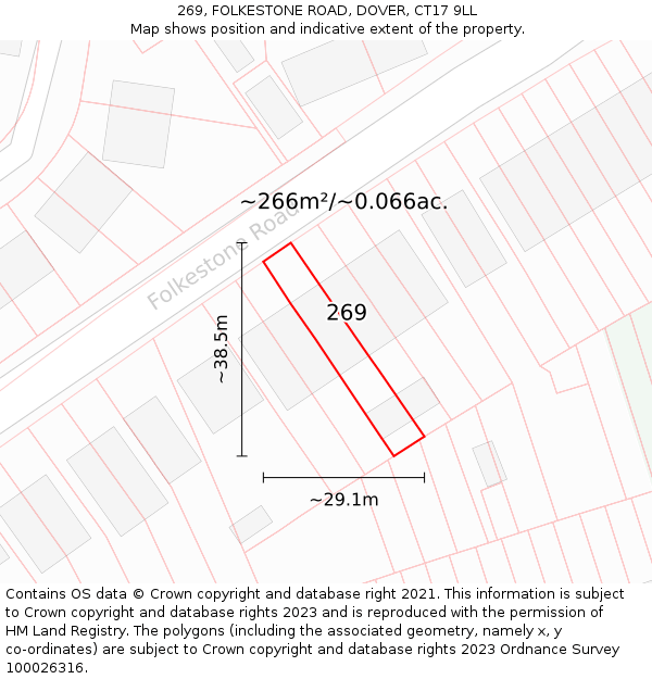 269, FOLKESTONE ROAD, DOVER, CT17 9LL: Plot and title map