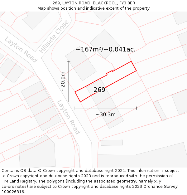 269, LAYTON ROAD, BLACKPOOL, FY3 8ER: Plot and title map