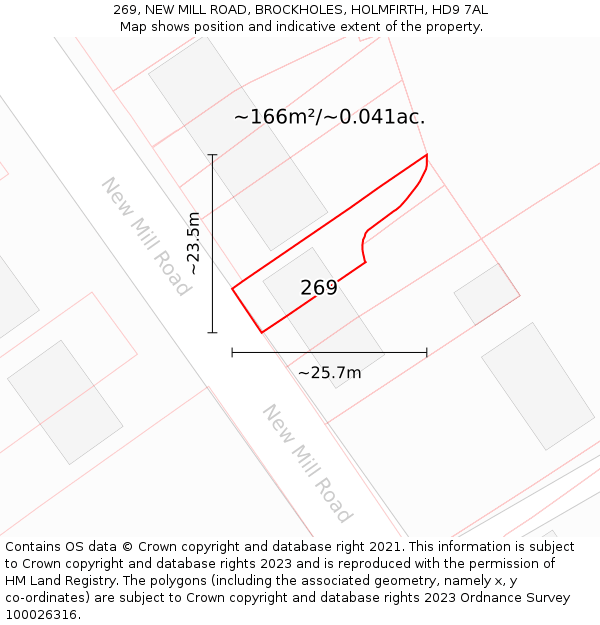 269, NEW MILL ROAD, BROCKHOLES, HOLMFIRTH, HD9 7AL: Plot and title map